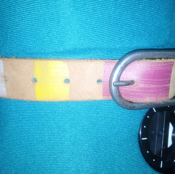 Original Penguin Striped Leather Belt NWOT - Picture 3 of 10